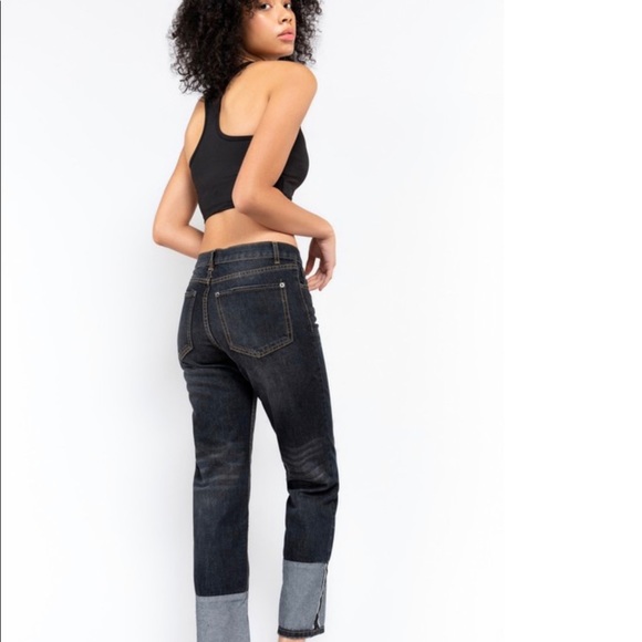 POL Black Denim Straight Leg Jeans Faux Cuff - Picture 4 of 8